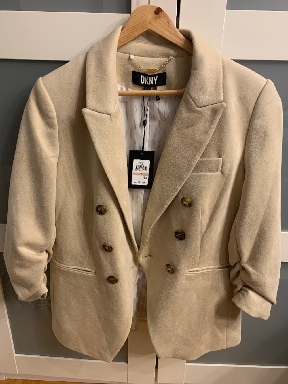 DKNY light suede beige blazer size 12 - Brand new